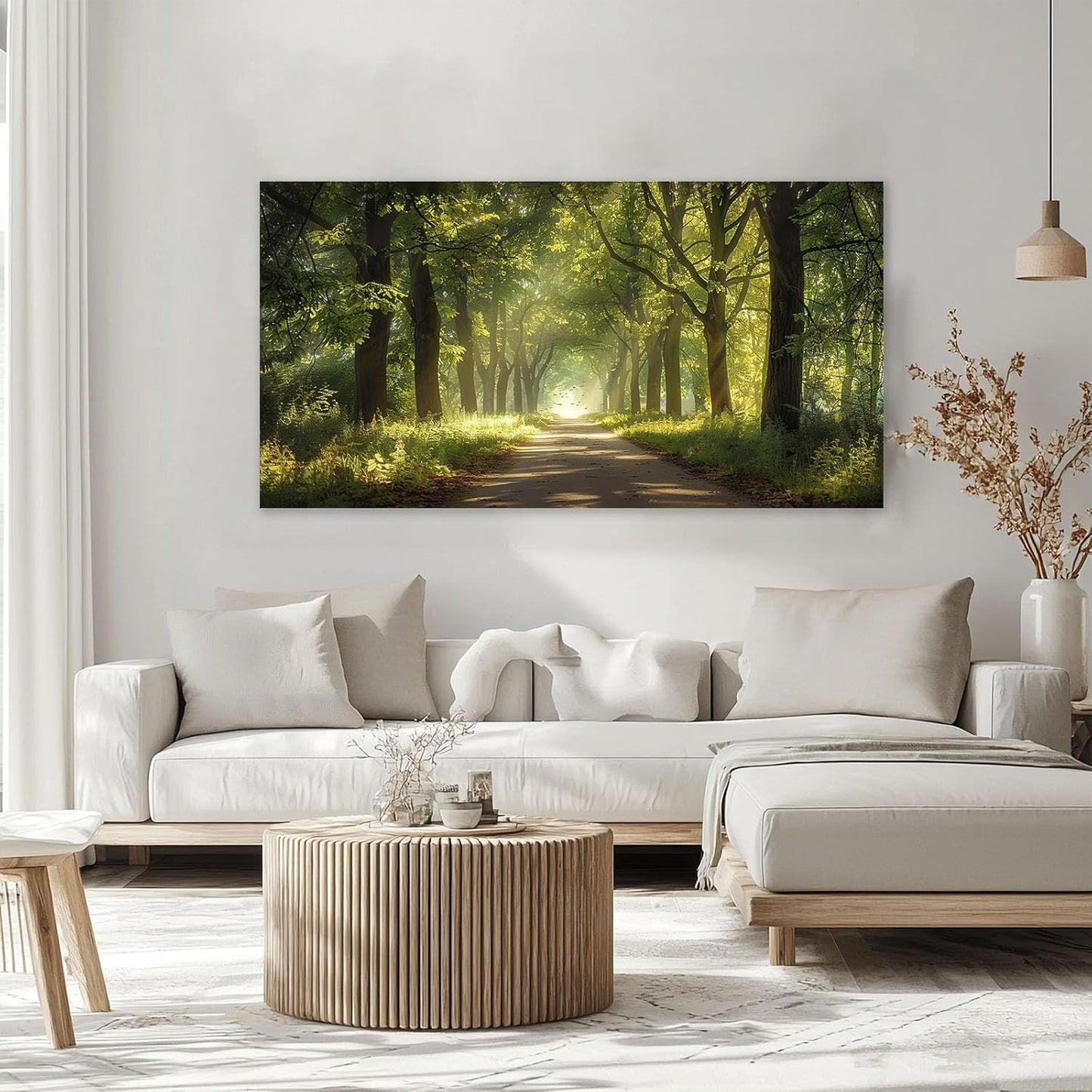 Large Forest Tree Wall Art Canvas Living Room Nature Green Pictures Framed Prints Oversize Wall Decor Landscape Painting for Bedroom Dining Office Home 60"x30"