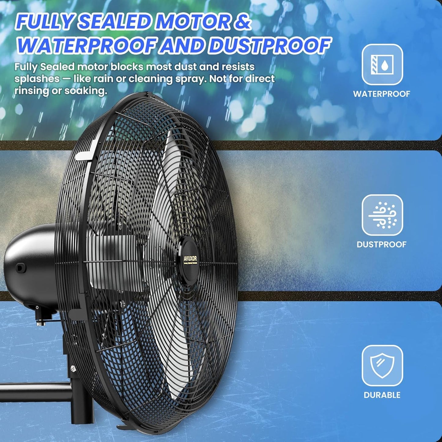 20'' Outdoor Wall Mount Fan, 4 Speed Oscillating Wall Fan with All Sealed Brushless DC Motor, Heavy Duty Industrial Fans, Waterproof Fans for Patios, House, Garage, Commercial, Warehouse, Factory