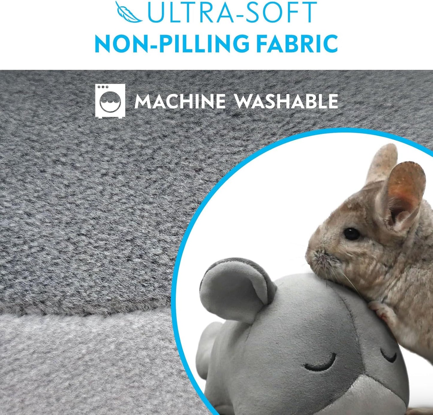 Paw Inspired Chinchilla Cuddler for Chinchillas, Guinea Pigs, Hamsters, Rats, Ferrets, Hedgehogs, Sugar Gliders, Small Animals | 9-Inch Chinchilla Plush Accessory Toy (Gray)