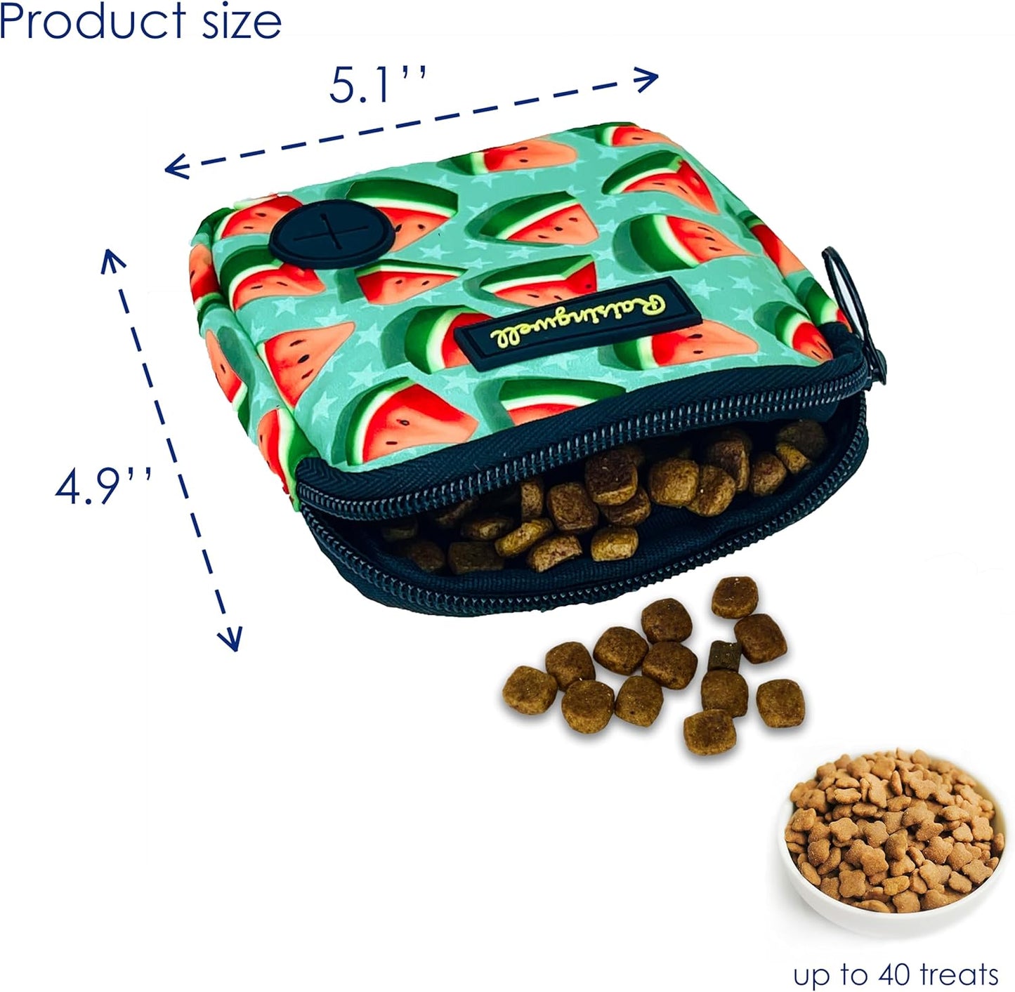 Dog Treat Pouch for Pet Walking and Training with Clicker Poop Bags Small Fanny Zipper Pack Holder for Puppy Snack Dispenser Kit for Leash and Outdoor Use (Watermelon)