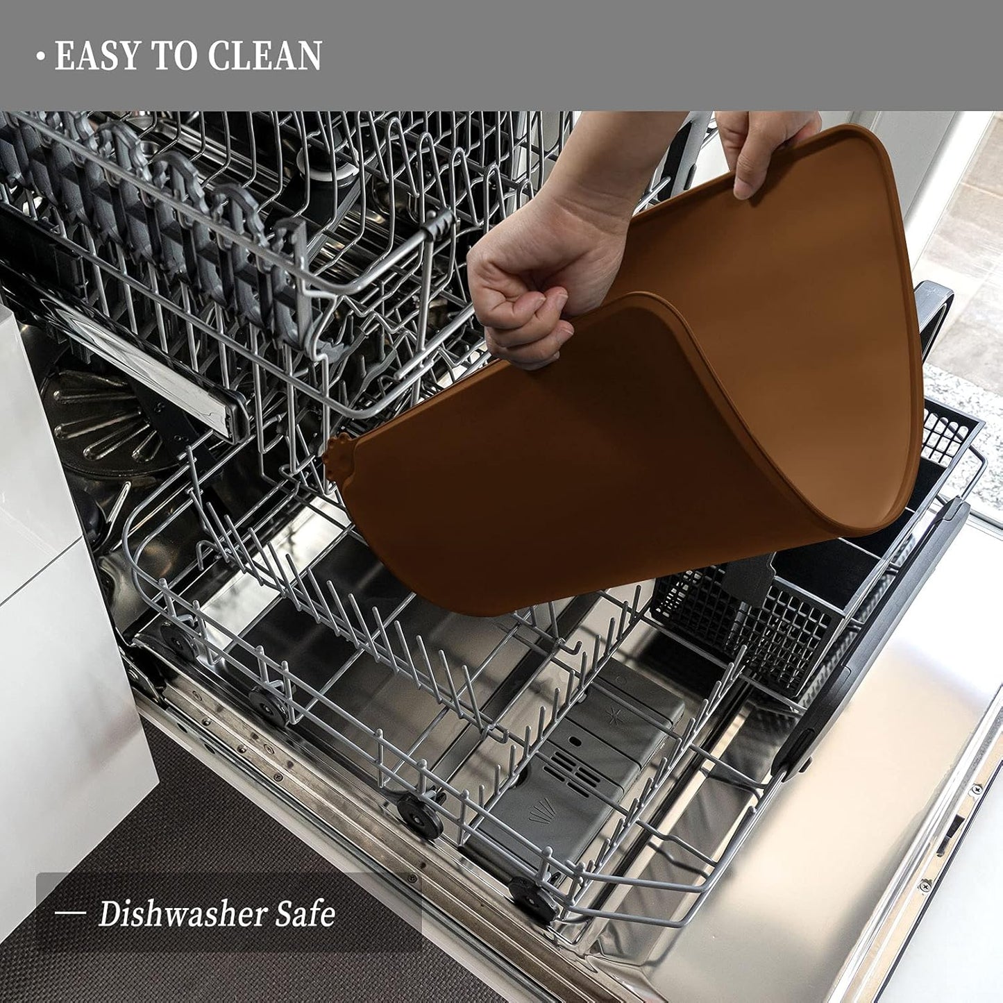 Waterproof Pet Feeding Mat with High Raised Edges, Heavier and Thicker Placemats for Cat Dog Water Bowl with BPA Free, Dogs Cats Food Mats for Messy Drinkers to Prevent Spill and Protect Floors