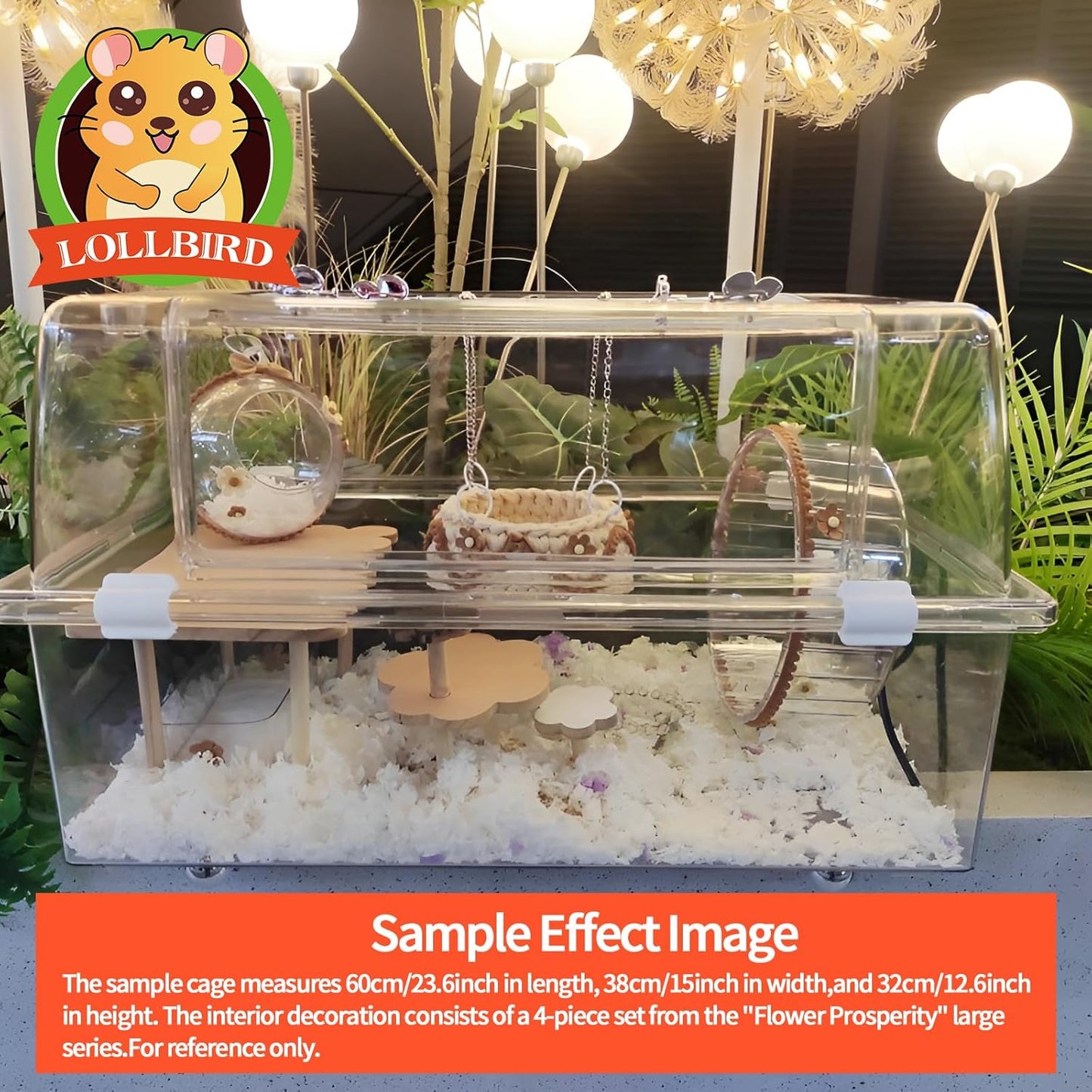 4-Pack Wooden Rat Cage Accessories - Platforms, Ladders & Hammocks Set for Chinchillas, Hamsters, Gerbils (for Iron/Wooden, Acrylic Hamster Cages + Customizable Layout) (9.1x5.6x4.3)