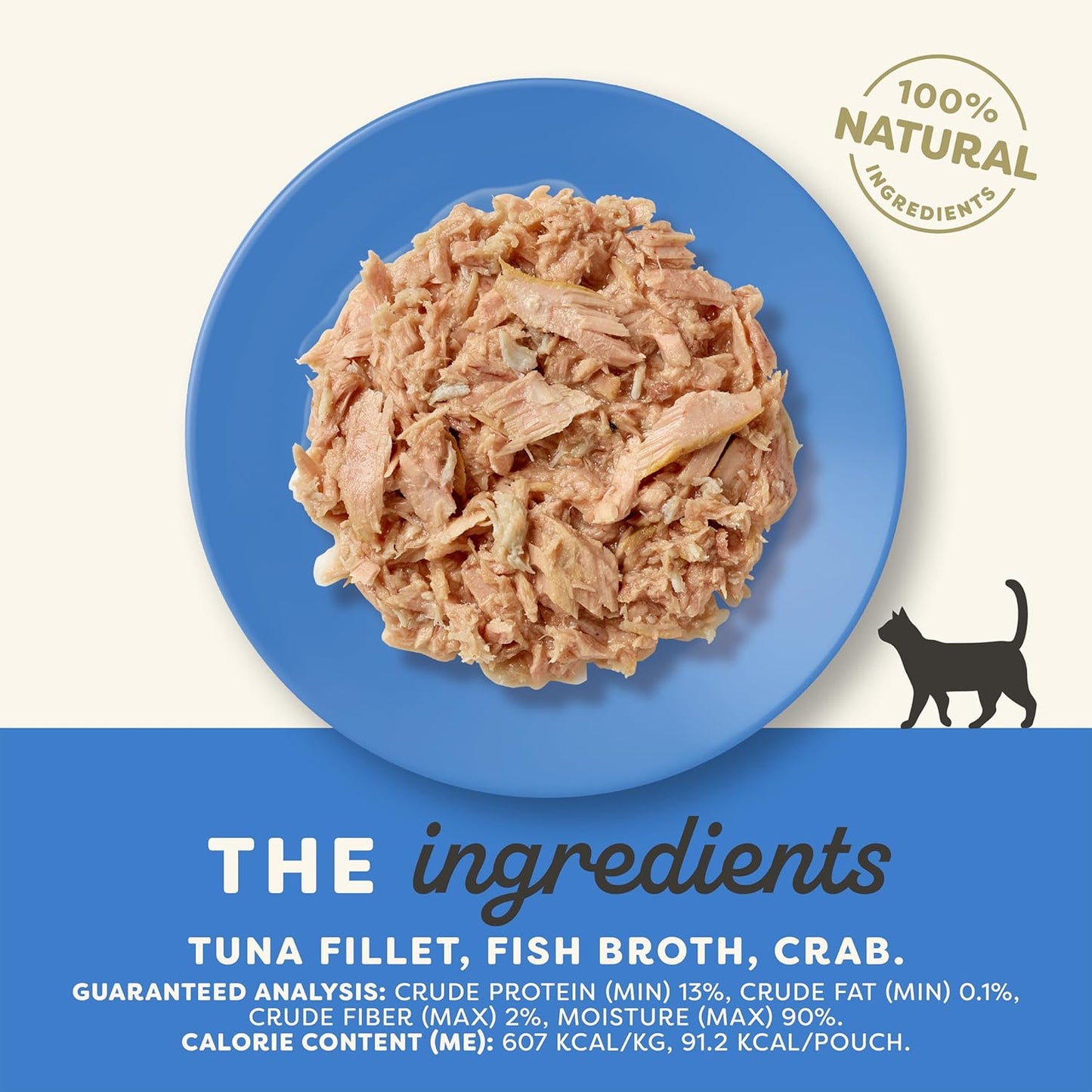 Applaws Natural Wet Cat Food in Broth, Limited Ingredient Wet Cat Food Pouches, No Additives, Made with Natural Ingredients, Tuna Fillet with Crab in Broth (12 x 5.3oz Pouches)