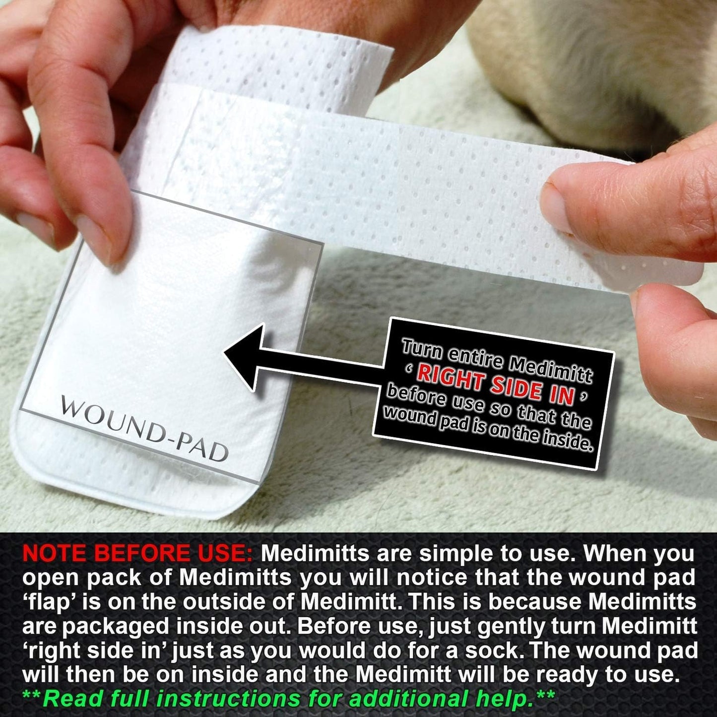 Medimitt Paw Bandages for Dogs, Cats and Pets – Stretchy Medical Booties, First Aid for Paws – Non Slip, Non Adhesive, Breathable, Disposable, Washable, Adjustable Strap, Value Pack (X-Small 12-Pack)