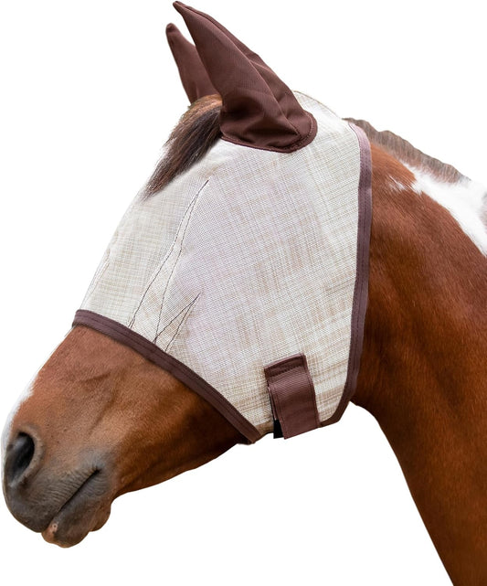 Kensington Signature Fly Mask w/Web Trim, Soft Mesh Ears & Forelock Opening Size: M-Small Horse Color: 500 - Desert Sand