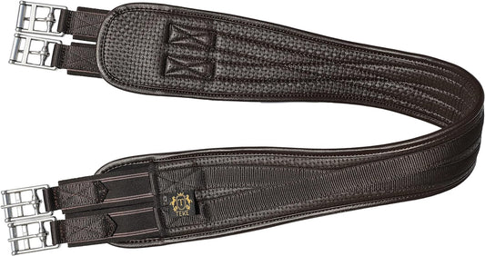 T TEKE Contoured Chafeless Girth for Horses, Airflow Waffle PVC Foam Construction with Double Side Heavy Duty Cotton Elastic and Stainless Steel Buckles (38"-56")