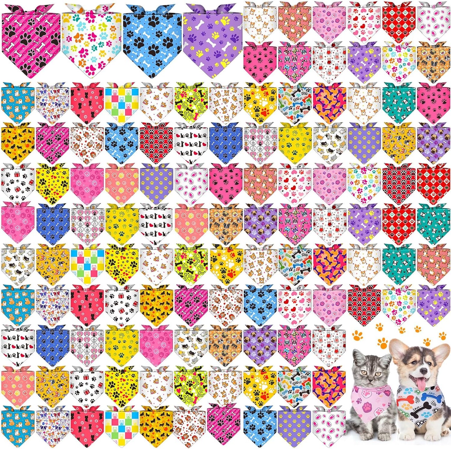 Sanwuta 120 Pcs Fall Dog Bandanas Bulk, Thanksgiving Scarves for Small Medium Large Dogs Cats, Adjustable Triangle Pet Bandanas with Pumpkin Maple Leaf Plaid Prints for Autumn Party Decoration