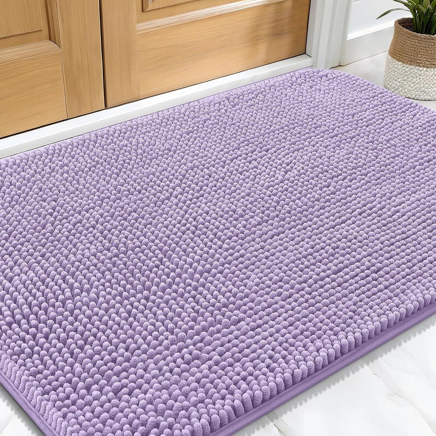 OLANLY Dog Door Mat for Muddy Paws 30x20, Absorbs Moisture and Dirt, Absorbent Non-Slip Washable Doormat, Quick Dry Chenille Mud Mat for Dogs, Entry Indoor Entryway Carpet for Inside Floor, Lavender