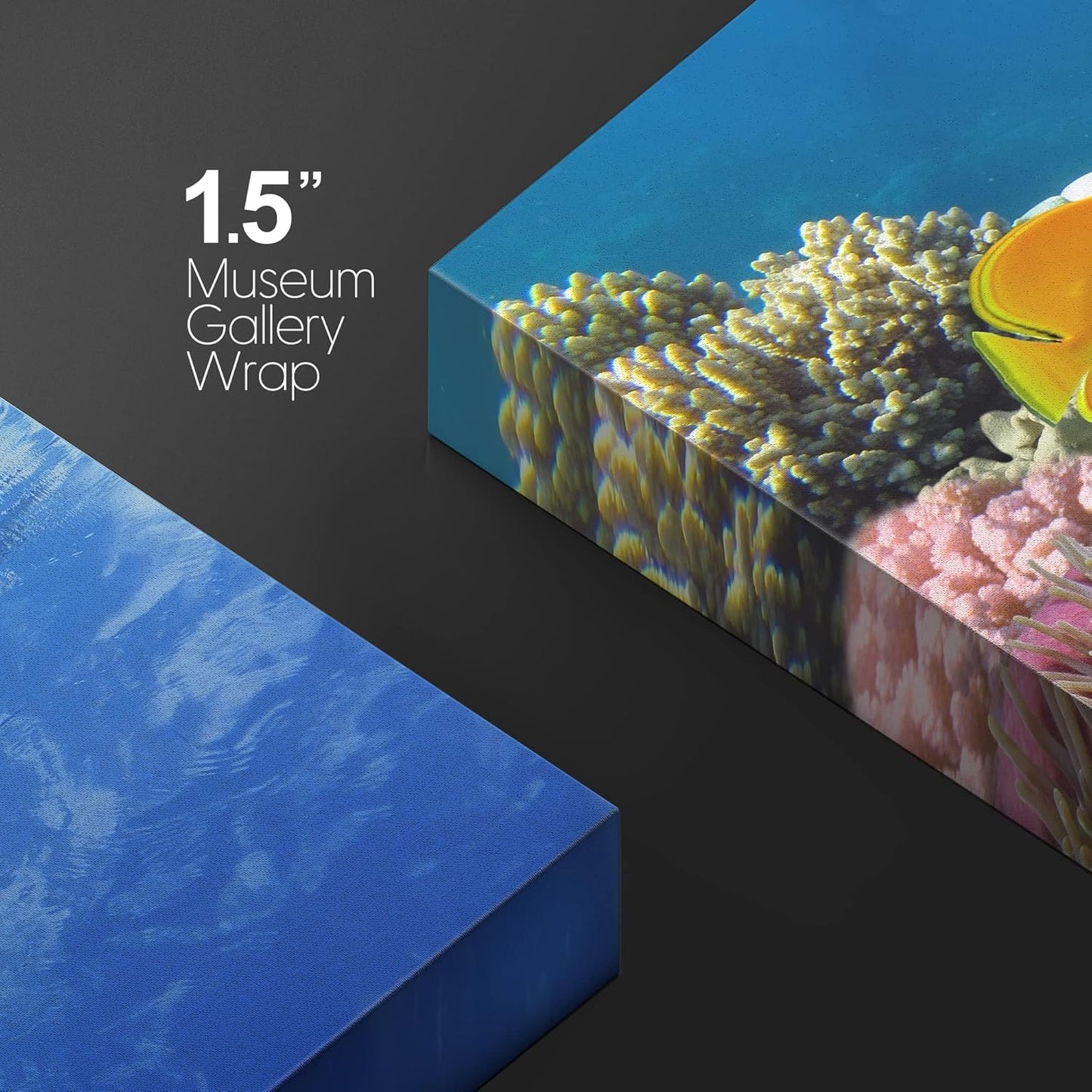 wall26 Canvas Print Wall Art Tropical Yellow Fish with Vibrant Coral Reef Nature Ocean Photography Realism Nautical Scenic Relax/Calm Multicolor Ultra for Living Room, Bedroom, Office - 24"x36"