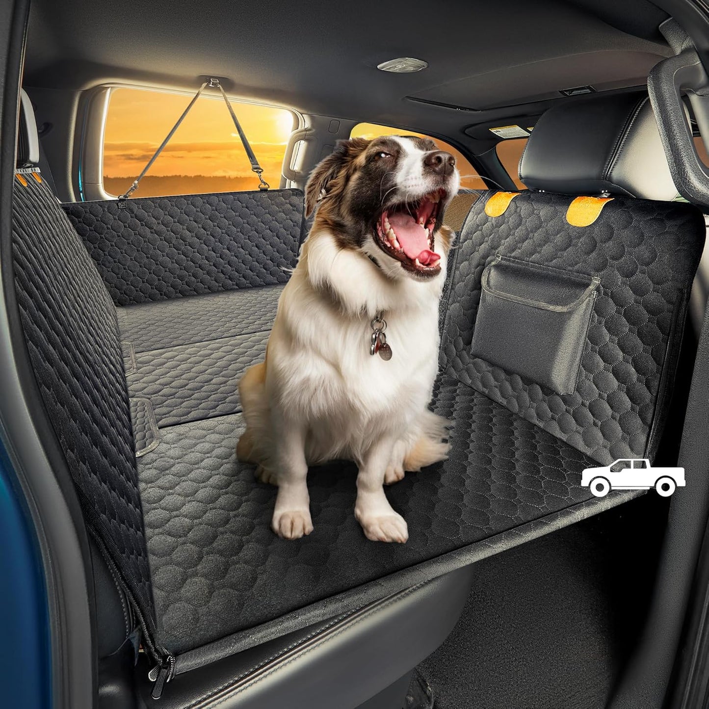 SHARLOVY XL Truck Back Seat Extender for Dogs, Large Hard Bottom Dog Car Seat Cover for Back Seat, Heavy Duty Dog Car Hammock, Waterproof Pet Seat Covers for Trucks, F150, Ram1500 and Large SUV