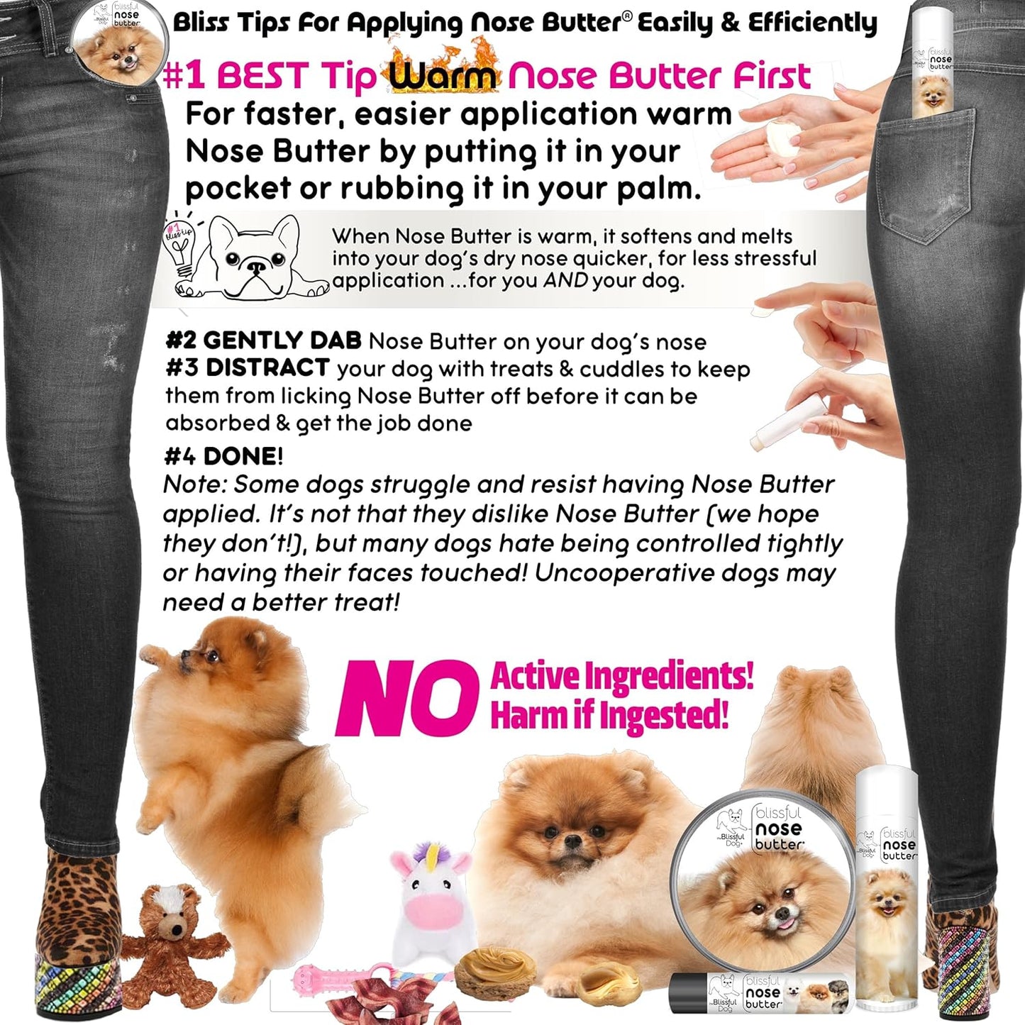 The Blissful Dog Pomeranian Nose Butter, Versatile Dog Nose Balm for Dry Nose, Handcrafted Nose Moisturizer, Easy-to-Apply Dog Essentials, Unscented, 2 oz.