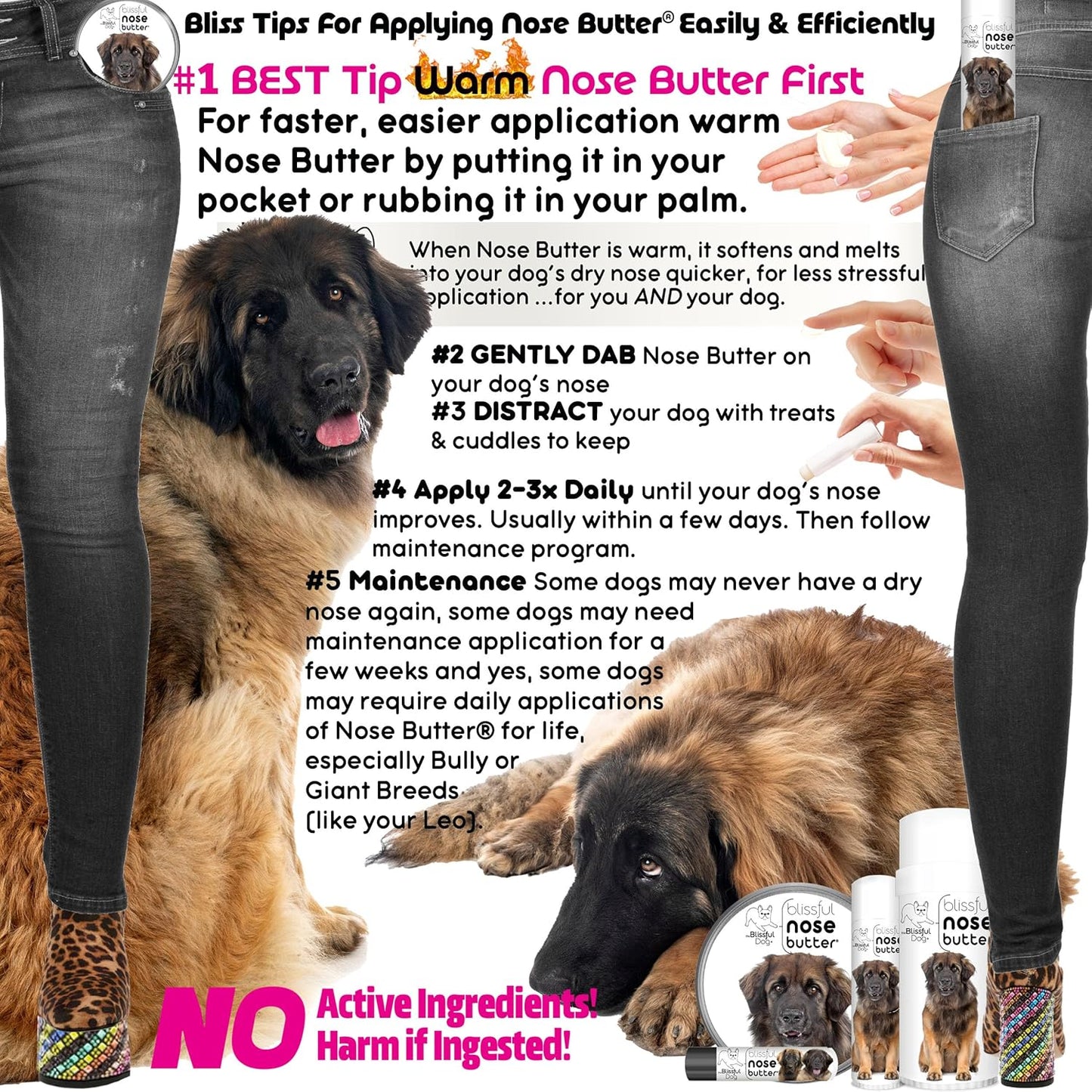 The Blissful Dog Leonberger Unscented Nose Butter - Dog Nose Butter, 16 Ounce