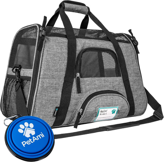 PetAmi Airline Approved Pet Carrier for Cat, Soft Sided Dog Carrier for Small Dog, Cat Travel Supplies Accessories Indoor Cat, Ventilated Pet Carrying Bag Medium Large Kitten Puppy, Large Heather Gray