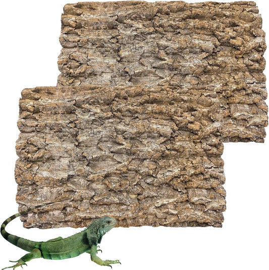 2PCS Cork Terrarium Background 15.7x11.8in Natural Cork Large Bark Backdrop Reptile Climbing Mat Habitat Decor for Spider Lizard Chamelon Turtle Beared Dragon