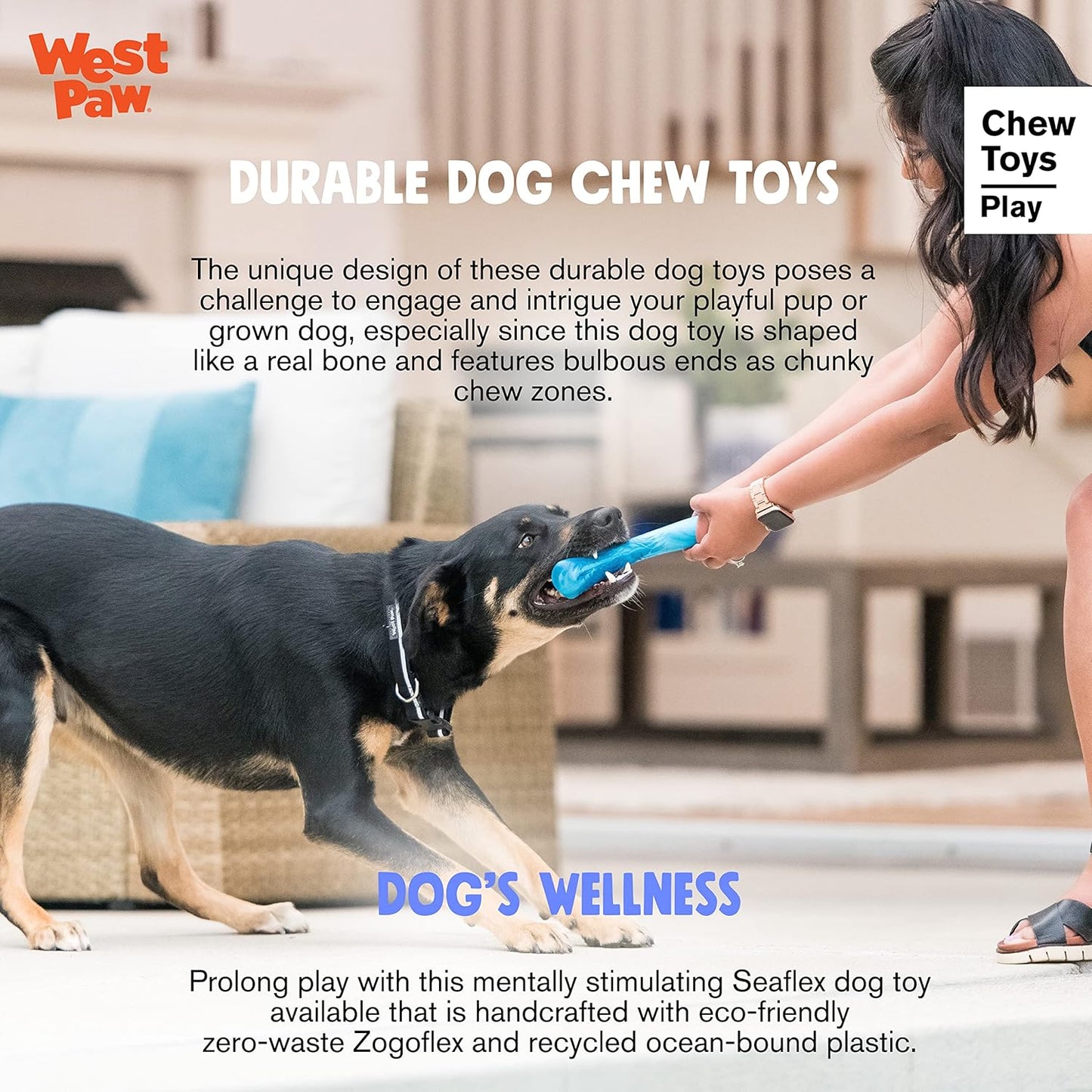 WEST PAW Seaflex Drifty Dog Toy – Machine Washable Dog Toys for Moderate Chewers – Eco-Friendly Zogoflex Toys for Dogs – Perfect for Gnawing, Fetch, Catch, Pet Training – 5.75" Small, Emerald